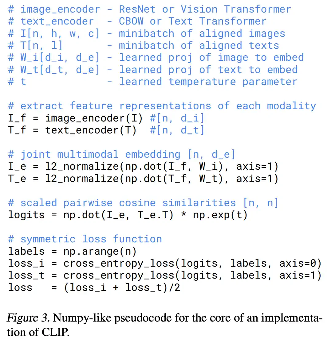 CLIP 的伪代码